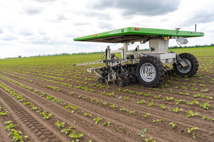 Bij het wieden en de hakbeweging in de rij gebruikt de Farmdroid de data van het eerdere precisiezaaien. Bij het wieden en de hakbeweging in de rij gebruikt de Farmdroid de data van het eerdere precisiezaaien.