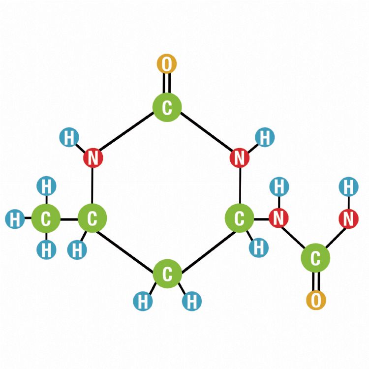 Crotodur is een ringvormige structuur waarop twee ureumgroepen aanwezig zijn. + Harry van het Hof (Compo Expert)