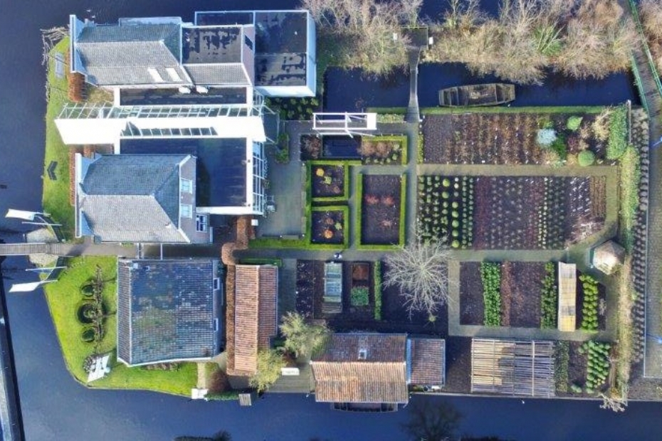 Het Boomkwekerijmuseum in Boskoop, luchtfoto via Boomkwekerijmuseum